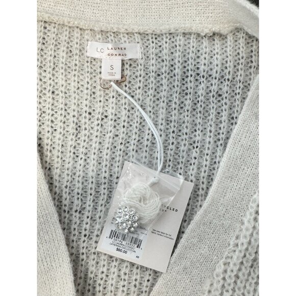 NEW Lauren Conrad Long Cardigan Layering Sweater Bare Linen Ivory V-Neck Small - Picture 7 of 11